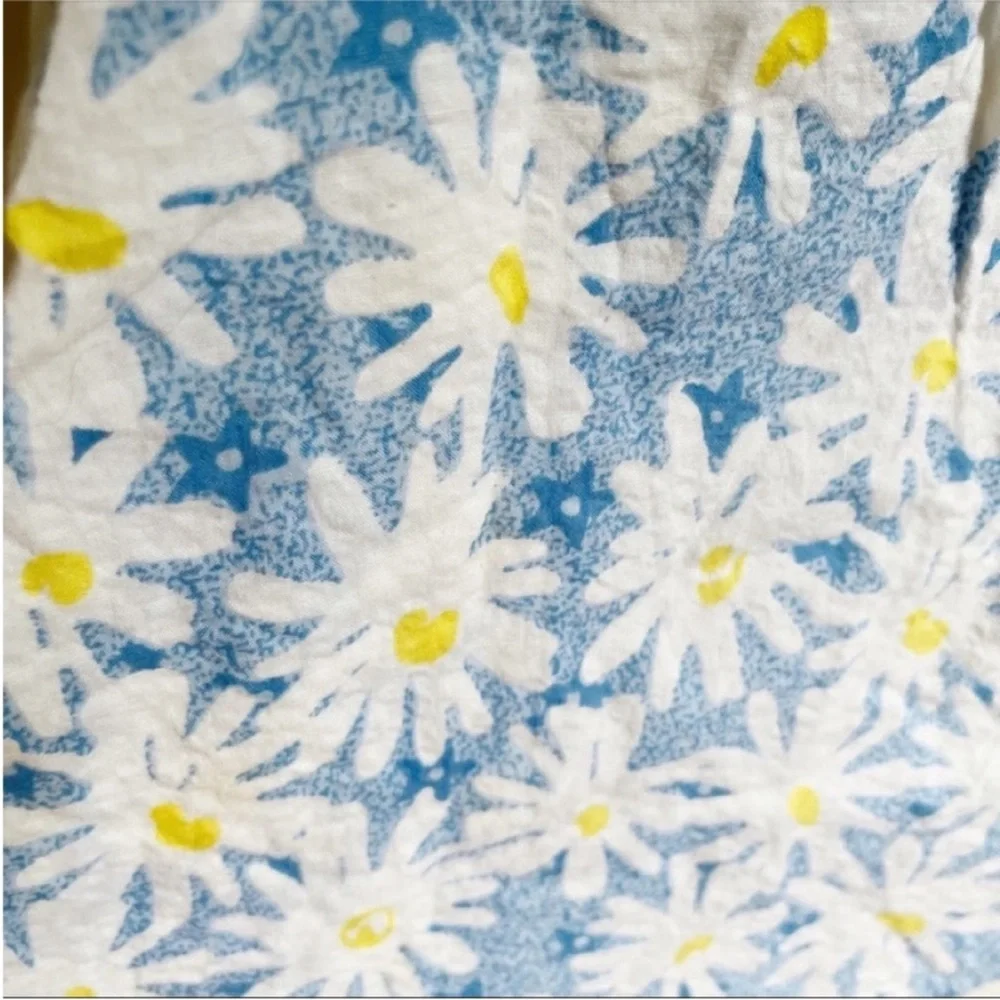 Gymboree girls top blue white Flower Party daisies vintage collar snaps